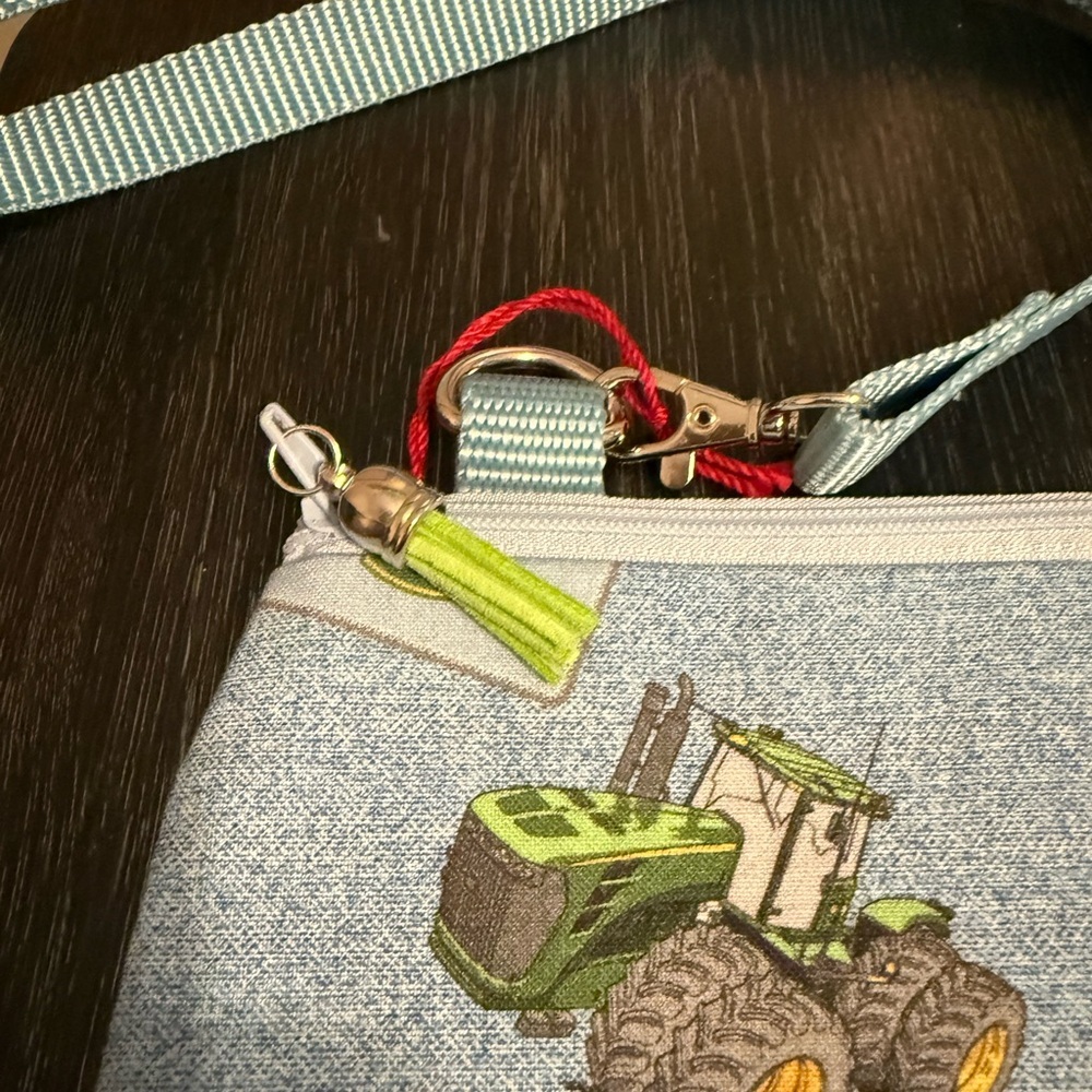 John Deere Tractor Print Crossbody Bag Blue Adjustable Strap - Picture 3 of 7